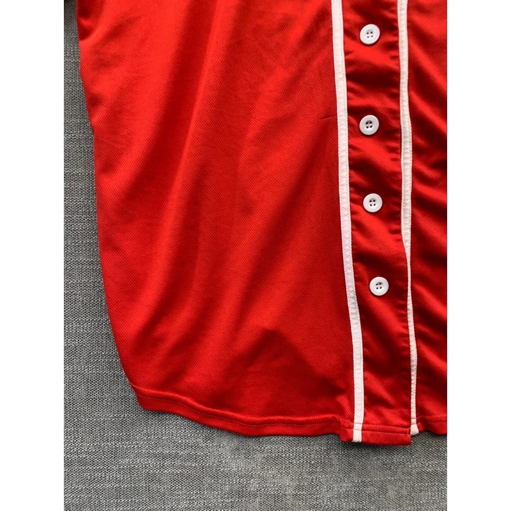 Vine & Valley Baseball Jersey Womens XL Orange Logo Graphic Print Button Front - Picture 2 of 16